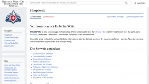 Скріншот сайту Helvetia Wiki — Енциклопедія Швейцарії