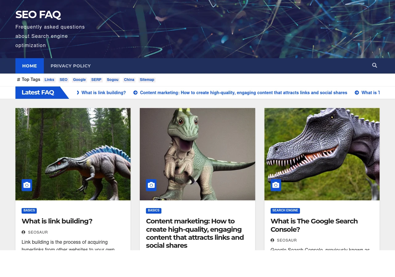 Скріншот сайту SEO FAQ — довідник із пошукової оптимізації сайтів